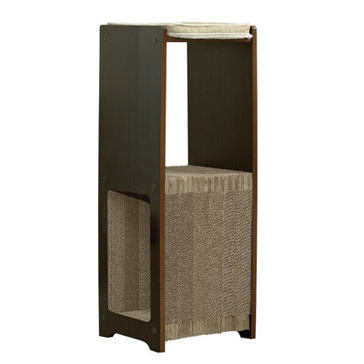 Sauder Furniture Elevated Perch Espresso Cat Pad Scratcher w/ Cushion - Open Box