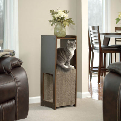 Sauder Furniture Elevated Perch Espresso Cat Pad Scratcher w/ Cushion - Open Box