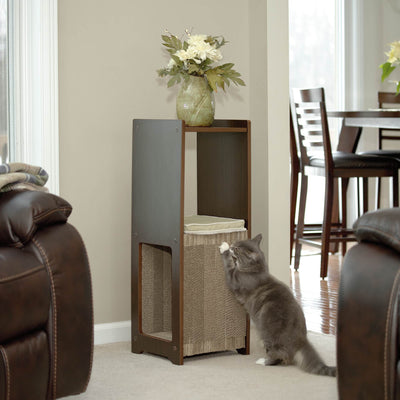 Sauder Furniture Elevated Perch Espresso Cat Pad Scratcher w/ Cushion - Open Box