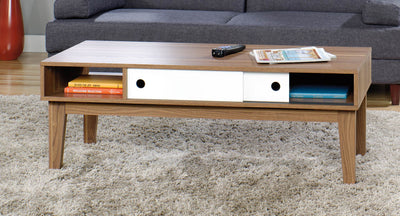 Sauder Inspired Accents Modern Walnut Sliding Door Coffee Table (Open Box)