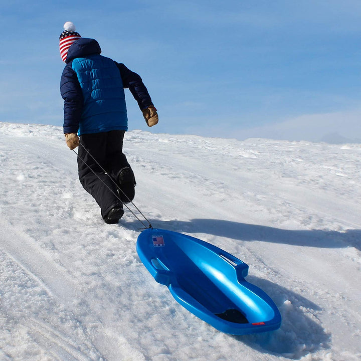 Flexible Flyer Spitfire Sled 1 Person Toboggan w/Tow Rope & Seat Pad (Open Box) - VMInnovations