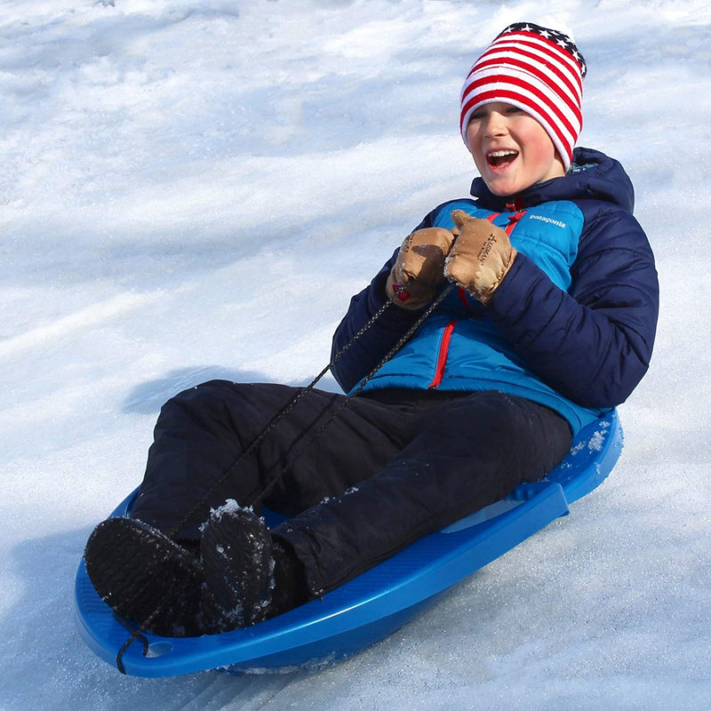 Flexible Flyer Spitfire Sled 1 Person Toboggan with Tow Rope & Seat Pad, Blue