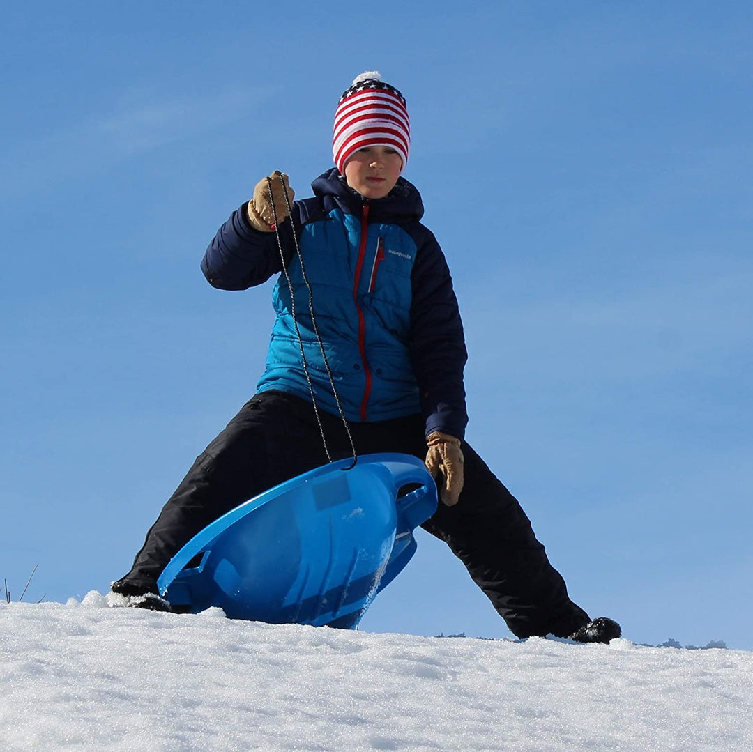 Flexible Flyer Spitfire Sled 1 Person Toboggan with Tow Rope & Seat Pad, Blue