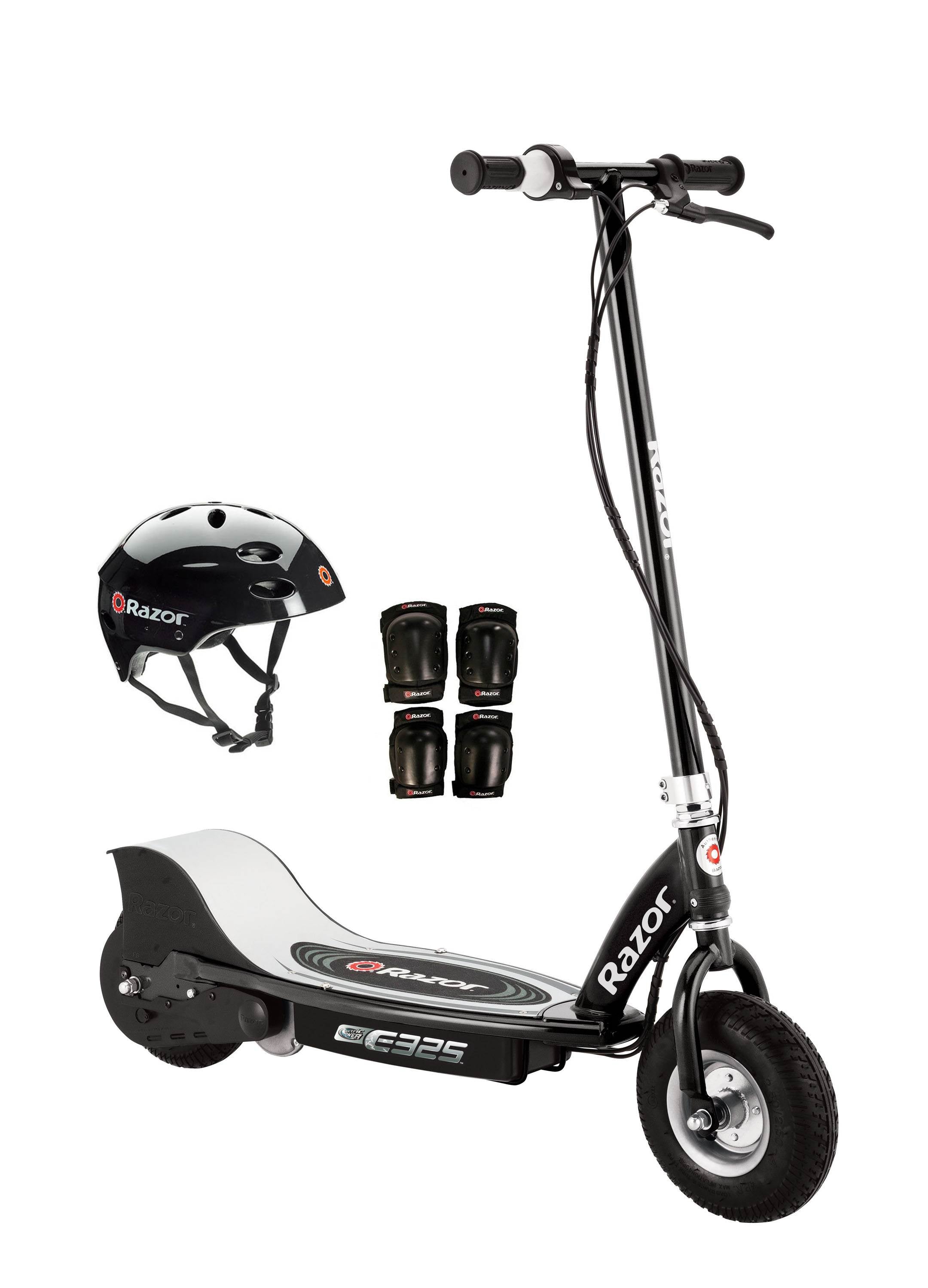 Razor E325 Adult High-Torque Electric Power Scooter with Helmet & Pads, Black