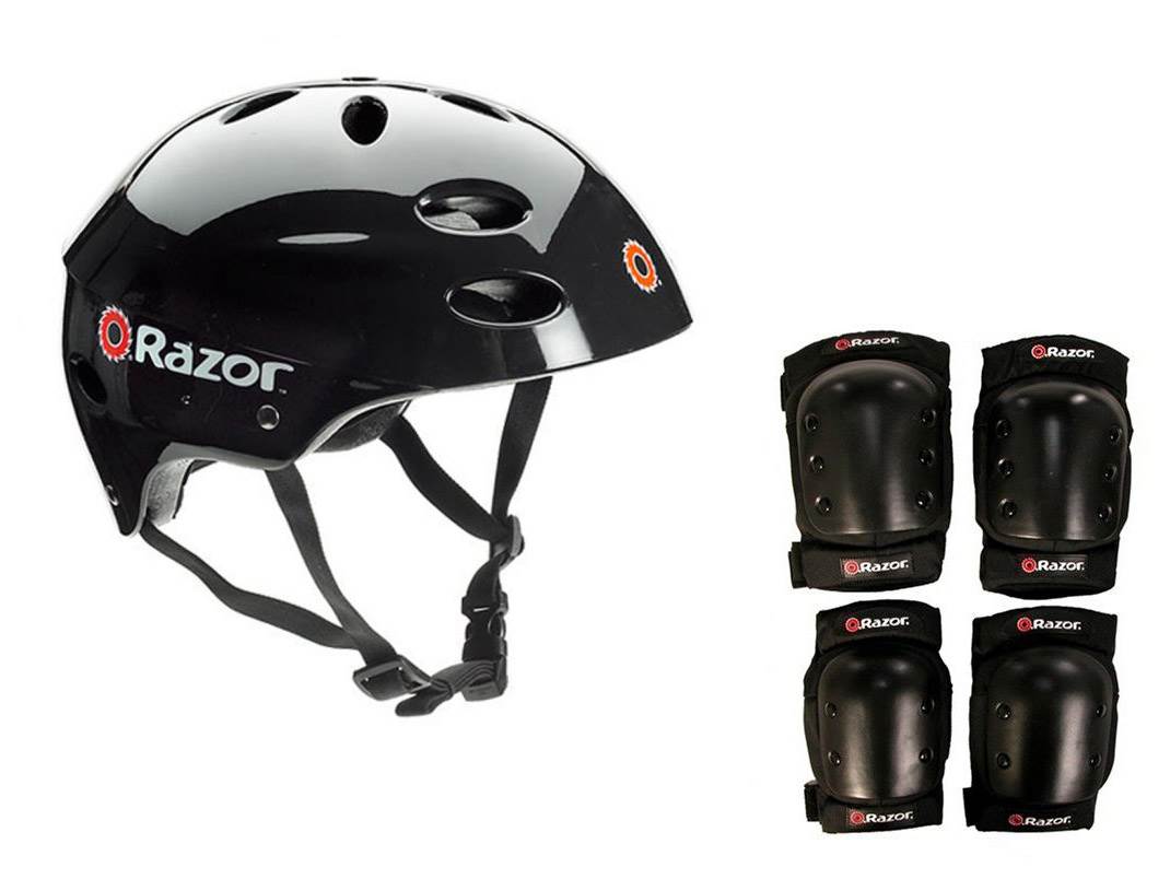 Razor E325 Adult High-Torque Electric Power Scooter with Helmet & Pads, Black