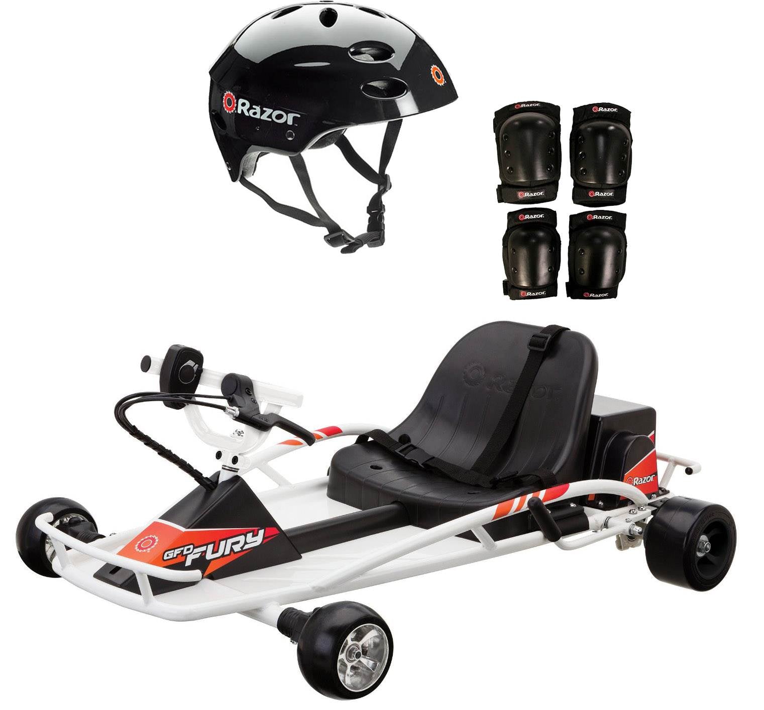 Razor Ground Force Drifter Fury Electric Go-Kart  with Helmet Elbow & Knee Pads