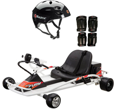 Razor Ground Force Drifter Fury Electric Go-Kart  with Helmet Elbow & Knee Pads