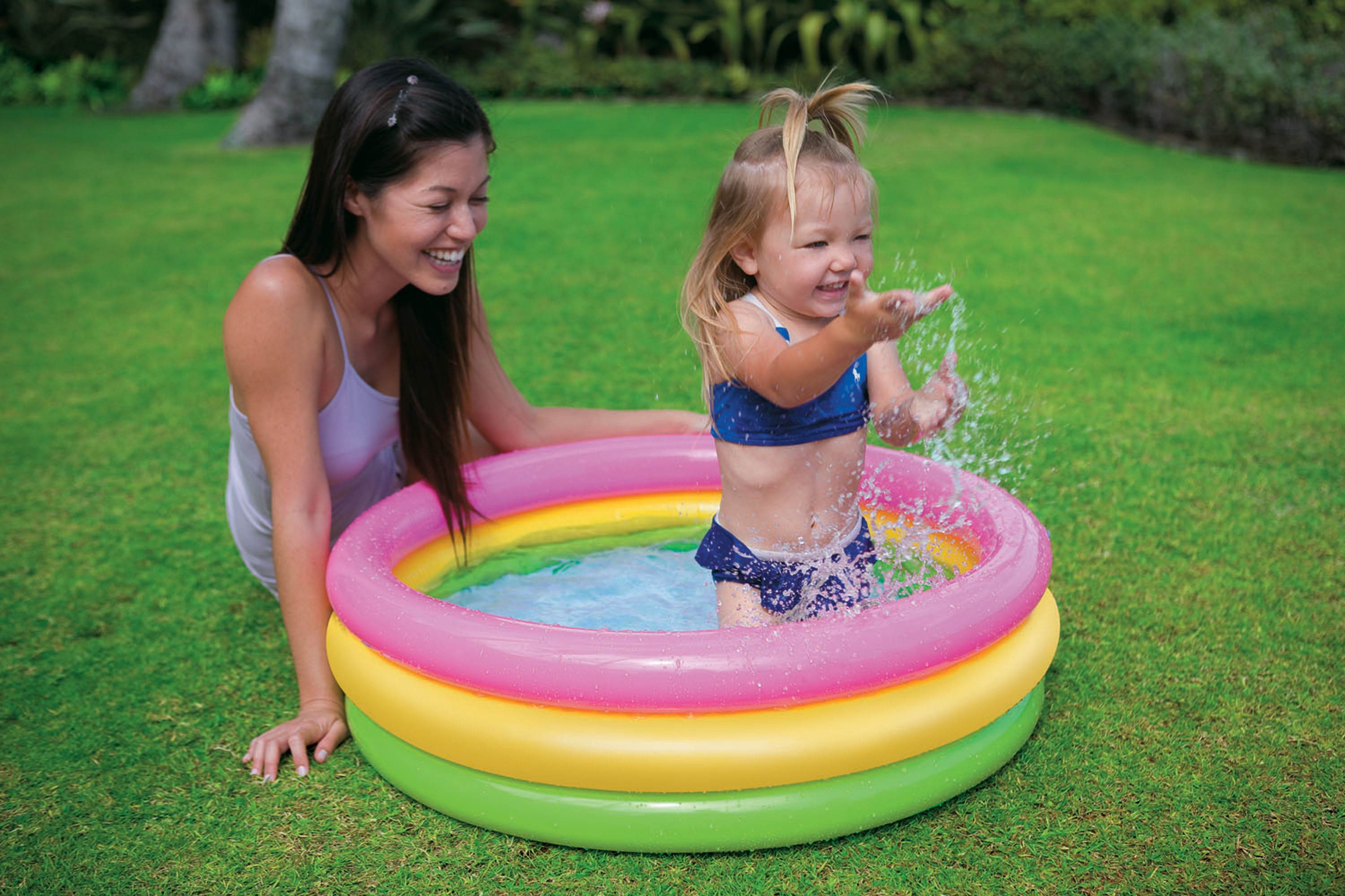 Intex Sunset Glow Inflatable Baby Swimming Pool, Multicolored (Open Box) - VMInnovations
