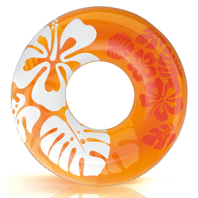 Intex 36 Inch Colorful Transparent Inflatable Swimming Pool Single Ring Float - VMInnovations