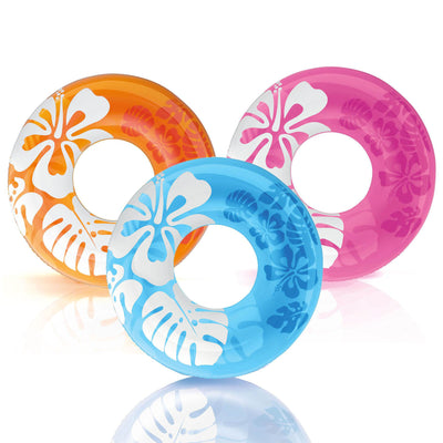 Intex 36 Inch Colorful Transparent Inflatable Swimming Pool Single Ring Float - VMInnovations