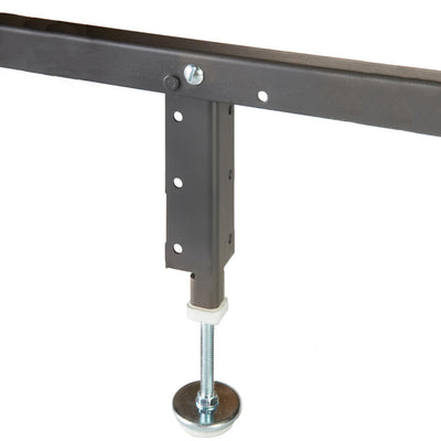 Glideaway Hook In Board Metal Platform Bed Frame w/ 9 Support Legs, Queen, Black