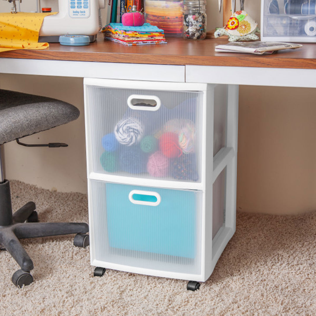 Sterilite Ultra 2 Drawer Filing Storage Cart, Plastic Rolling Organizer, 2 Pack - VMInnovations