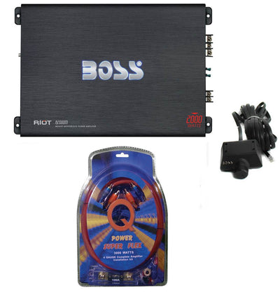 BOSS R2000M 2000W Riot Monoblock Car Audio MOSFET Mono Amp & Amp Wiring Kit