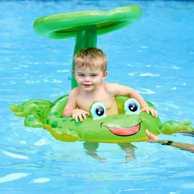 Intex Froggy Friend Shaded Canopy Baby Kiddie Floating Raft | Open Box