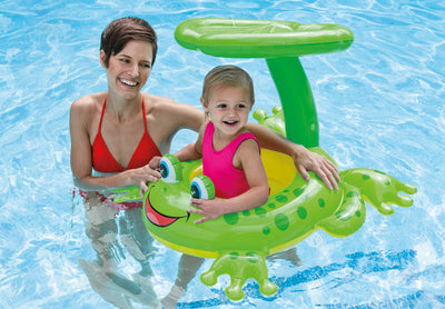 Intex Froggy Friend Shaded Canopy Baby Kiddie Floating Raft | Open Box
