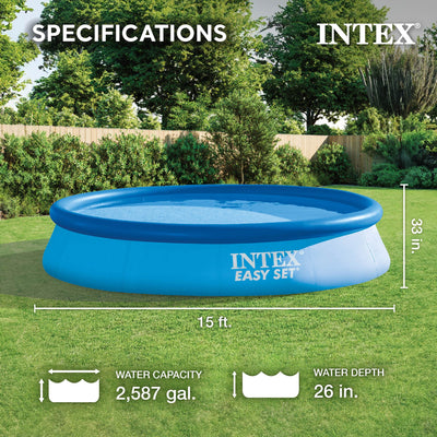 Intex 15' x 33" Easy Set Above Ground Pool & 530 GPH Filter Pump (Lightly Used) - VMInnovations
