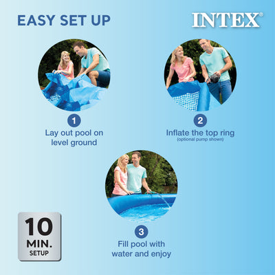 Intex Easy Set 15ft x 33in Inflatable Kid Family Swimming Pool with Filter Pump