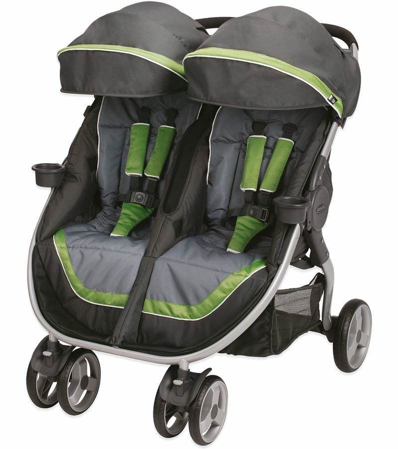 Graco FastAction Fold Duo Click Connect Double Stroller, Piazza - Open Box
