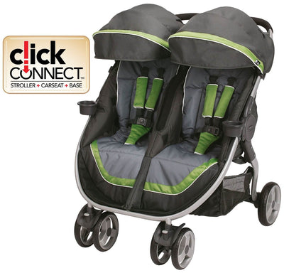 Graco FastAction Fold Duo Click Connect Double Stroller, Piazza - Open Box