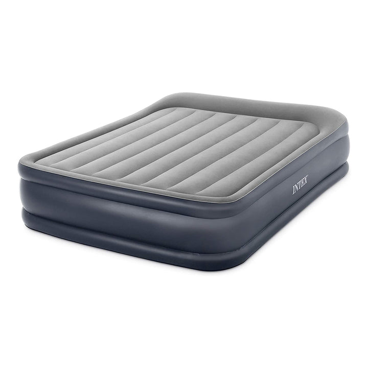 Intex Dura Beam Deluxe Pillow Raised Airbed Mattress Built In Pump, Queen (Used)