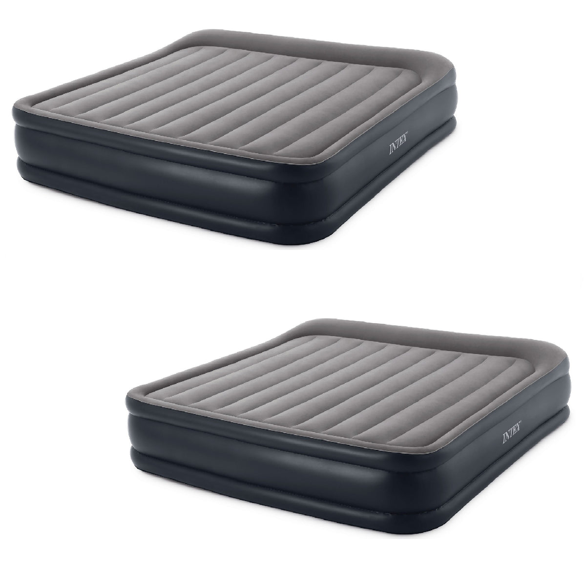 Intex Dura Beam 16.5" Inflatable Air Mattress Bed w/Built In Pump, King (2 Pack)