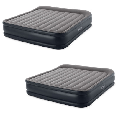 Intex Dura Beam 16.5" Inflatable Air Mattress Bed w/Built In Pump, King (2 Pack)