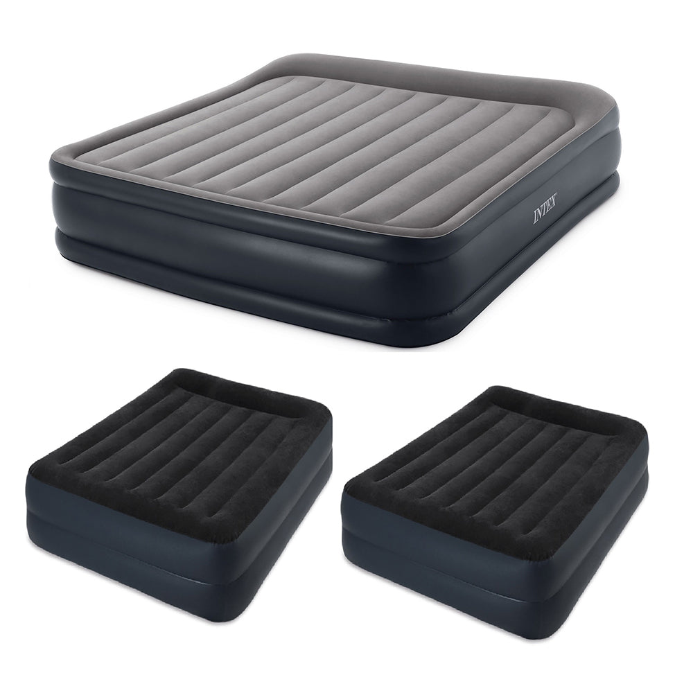 Intex Inflatable King Air Mattress Bed &, Queen Airbed w/ Built-In Pumps (2Pack)