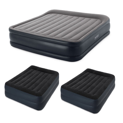 Intex Inflatable King Air Mattress Bed &, Queen Airbed w/ Built-In Pumps (2Pack)