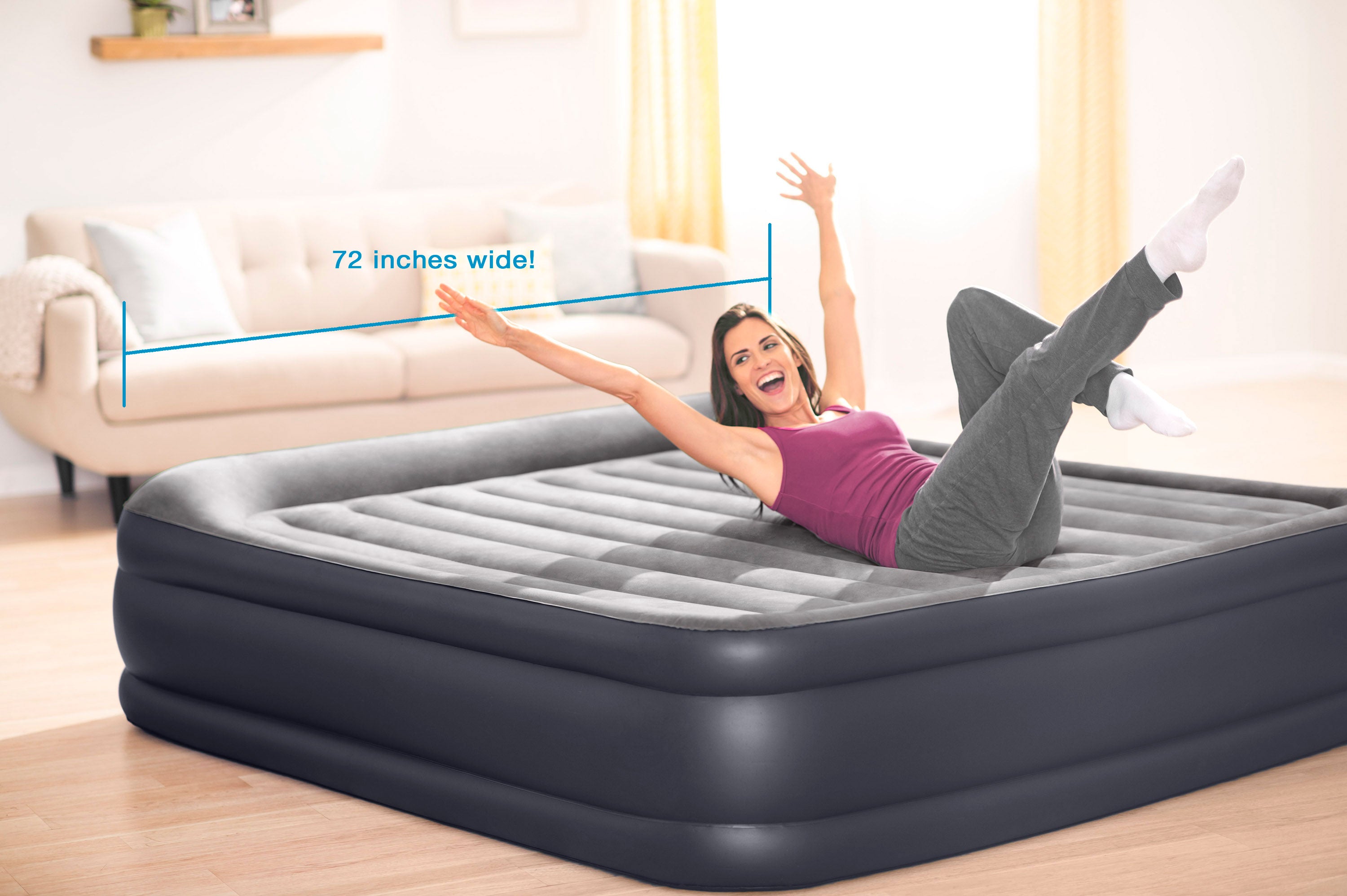 Intex Dura Beam 16.5" Deluxe Inflatable Air Mattress Bed w/ Built In Pump, King (Refurbished)