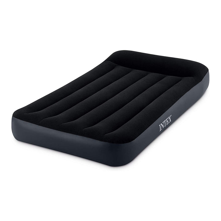 Intex Dura Pillow Rest Classic Blow Up Mattress Air Bed with Built In Pump, Twin