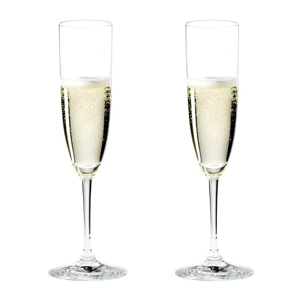 Riedel 5.6oz Vinum Champagne & Wine Flute Crystal Glass Set, 2 Pack (Open Box)
