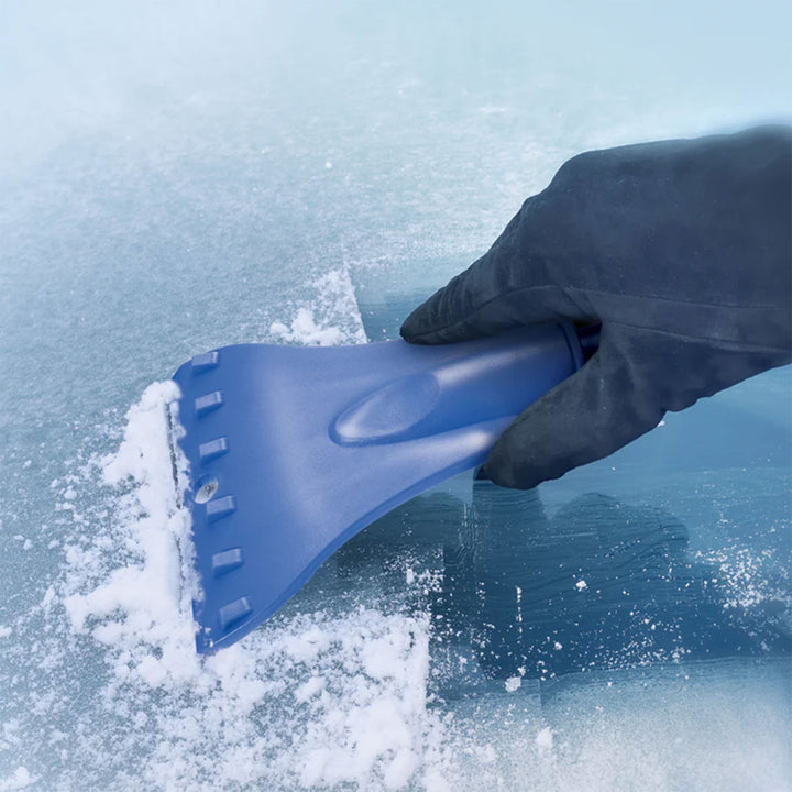 Snow Joe Windshield Ice Scraper, Car Window Snow Removal Broom for Winter, Blue