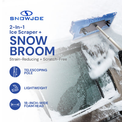 Snow Joe Windshield Ice Scraper, Car Window Snow Removal Broom, Blue (Used) - VMInnovations