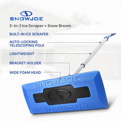 Snow Joe Windshield Ice Scraper, Car Window Snow Removal Broom, Blue (For Parts)