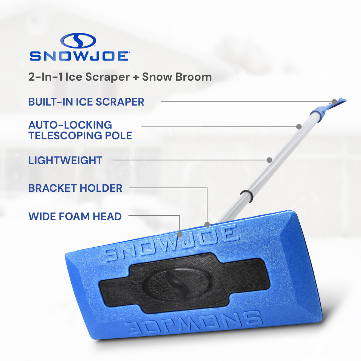 Snow Joe Windshield Ice Scraper, Car Window Snow Removal, Blue (Open Box)