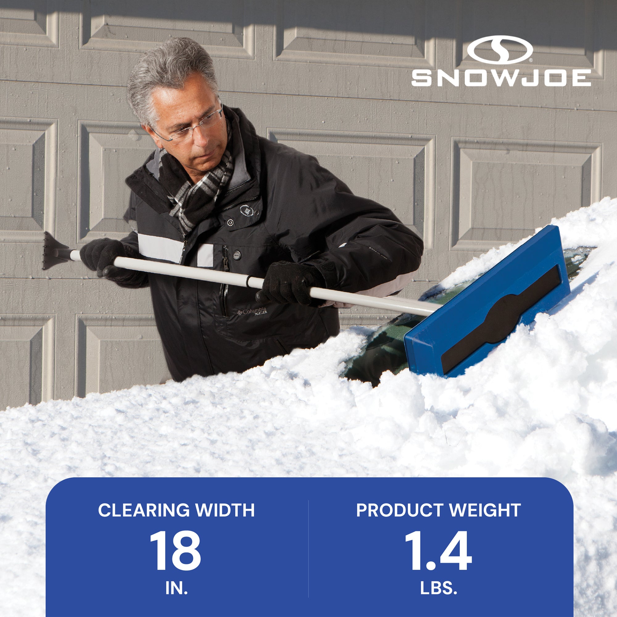 Snow Joe Windshield Ice Scraper, Car Window Snow Removal Broom, Blue (For Parts)