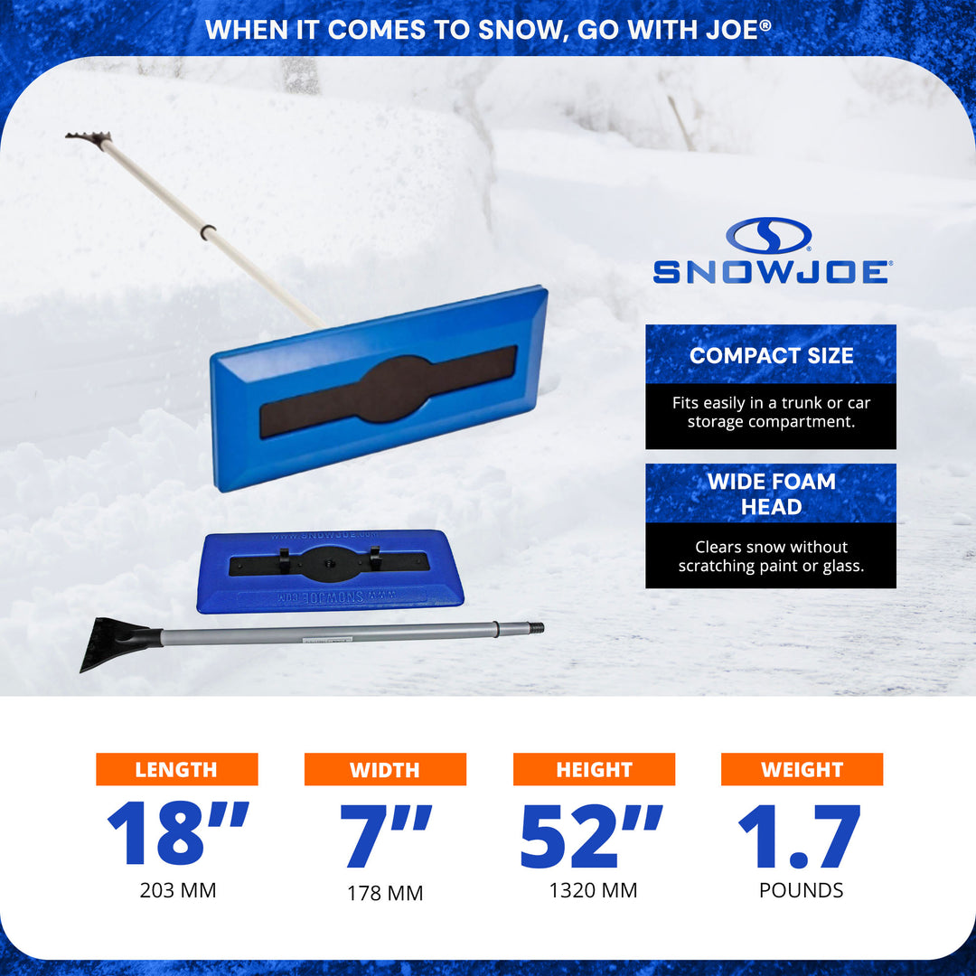 Snow Joe Windshield Ice Scraper, Car Window Snow Removal Broom, Blue (Used)