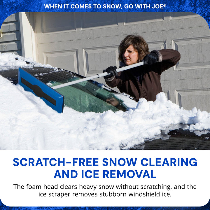 Snow Joe Windshield Ice Scraper, Car Window Snow Removal Broom, Blue (For Parts)