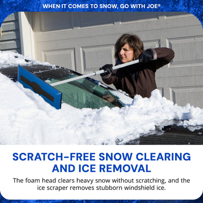 Snow Joe Shovelution Snow Shovel with Spring Assist & Telescoping Broom, Blue