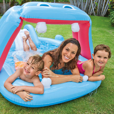 Intex Inflatable Hippo Play Center Kids Pool With Slide And Sprayer (Open Box)