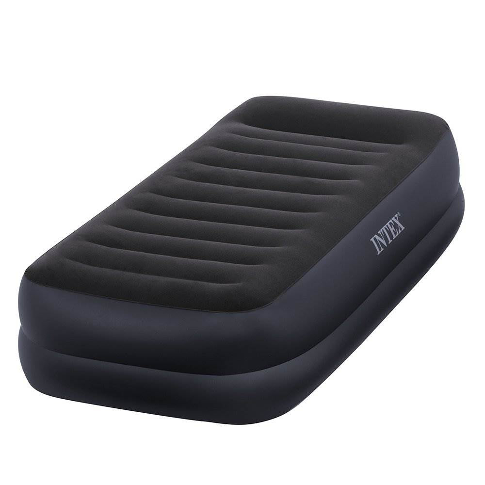 Intex Twin Pillow Rest Fiber-Tech Airbed Air Mattress Bed w/ Pump (Open Box)