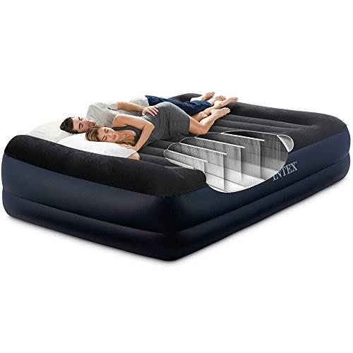 Intex Queen Pillow Rest Fiber-Tech Air Mattress Bed with Built-In Pump (Used)