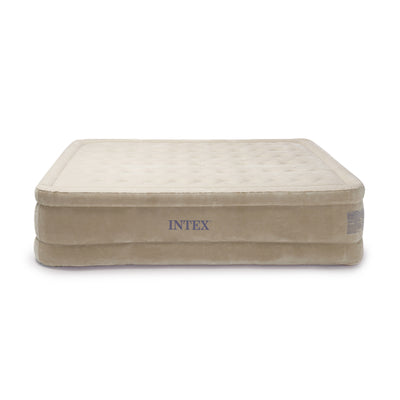 Intex Queen Ultra Plush Fiber-Tech Air Mattress Bed w/ Built-In Pump (Open Box)