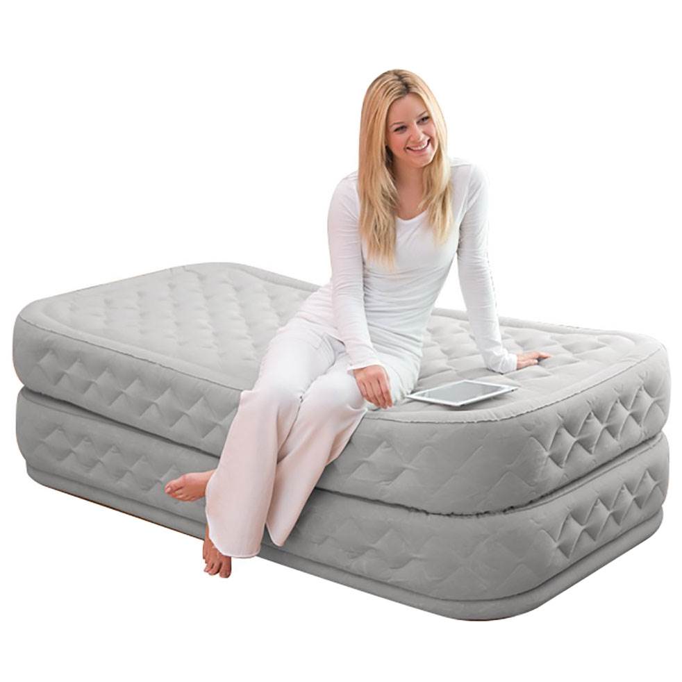 INTEX Twin Supreme Air Flow Bed Raised Airbed Mattress & Built-In Pump(Open Box)