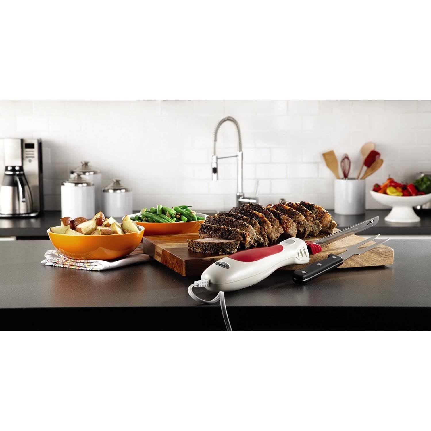 Oster Accentuate Electric Knife and Case with Storage Case and Fork- Open Box