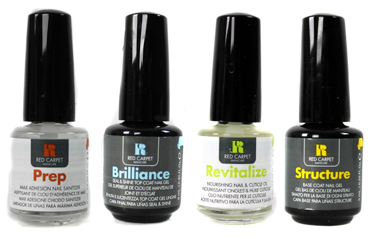 Red Carpet Manicure UV/LED Gel Nail Polish 4-Pack - Sanitizer/Top/Base/Nourish