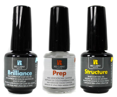 Red Carpet Manicure UV LED Soak Off Gel Nail Polish Top Base and Prep 3-Pack 9mL