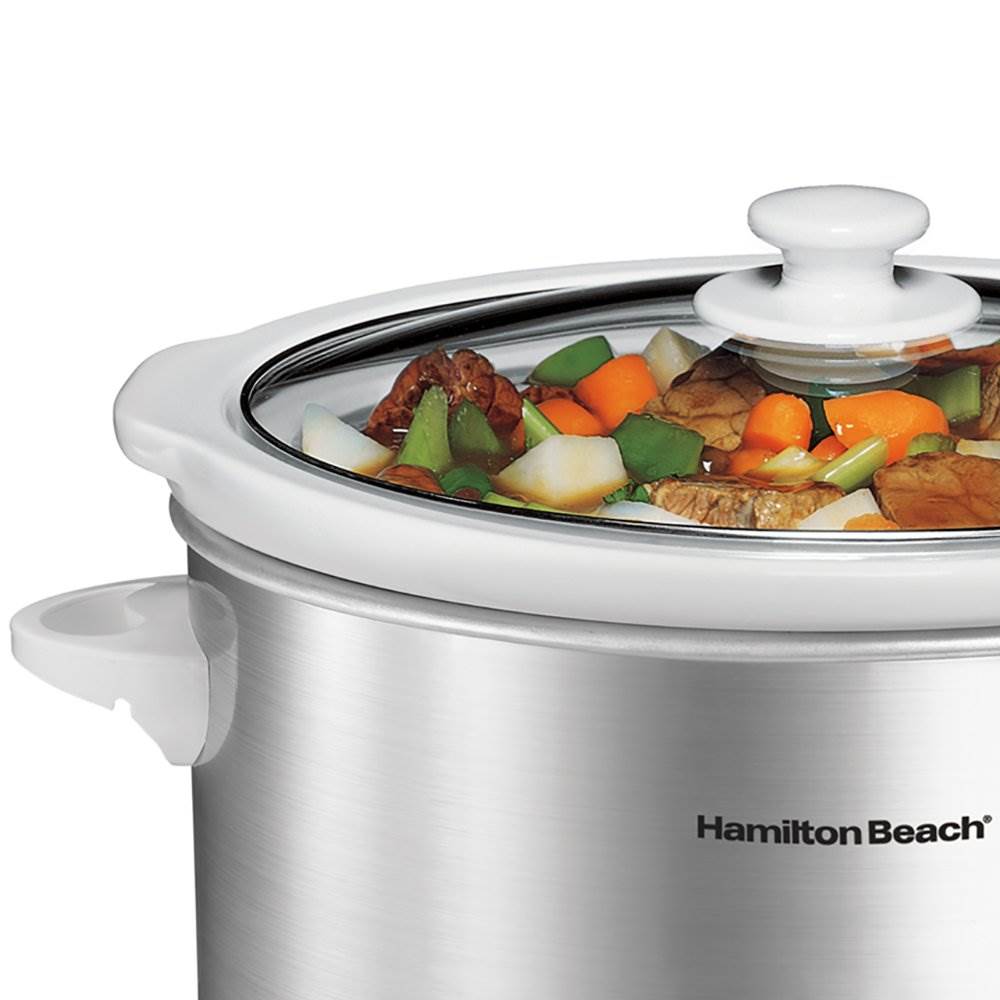 Hamilton Beach 4-Quart Oval Kitchen Countertop Slow Cooker, Silver (Open Box)