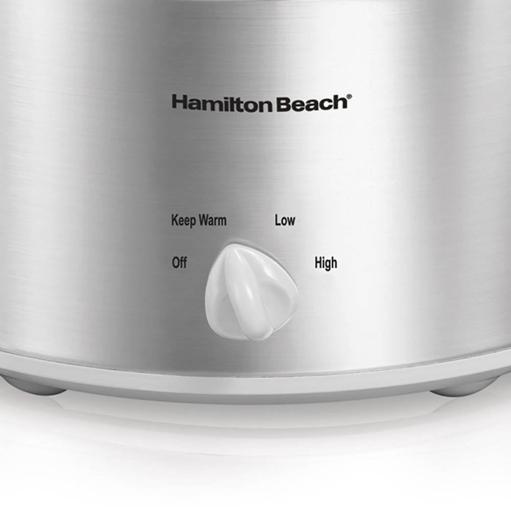 Hamilton Beach 4-Quart Oval Kitchen Countertop Slow Cooker, Silver (Open Box)