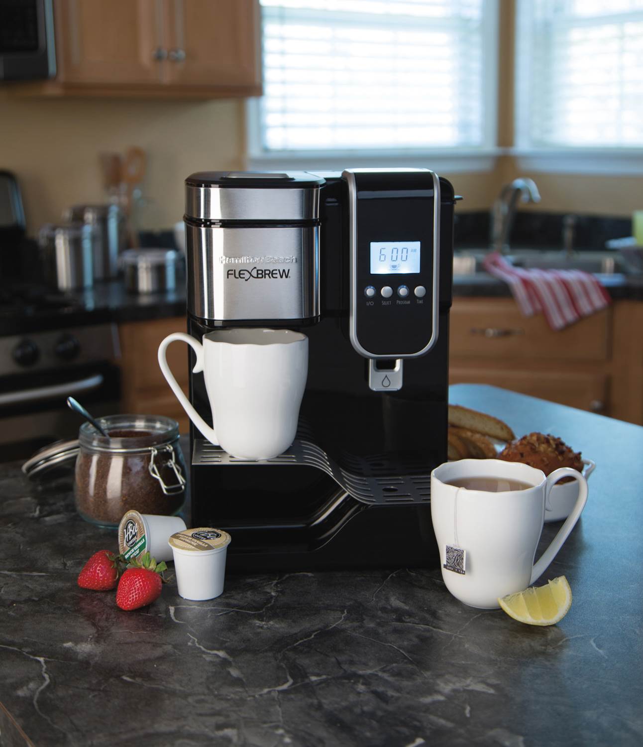 Hamilton Beach Single-Serve Coffee Maker, Programmable FlexBrew (Open Box)